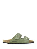 Amalia-Sandal in Green Suede with Two Straps
