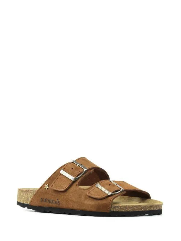 Amalia-Brown Suede Sandal with Two Straps