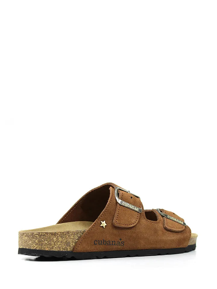Amalia-Brown Suede Sandal with Two Straps