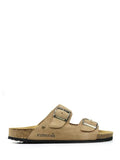 Amalia-Beige Suede Sandal with Two Straps