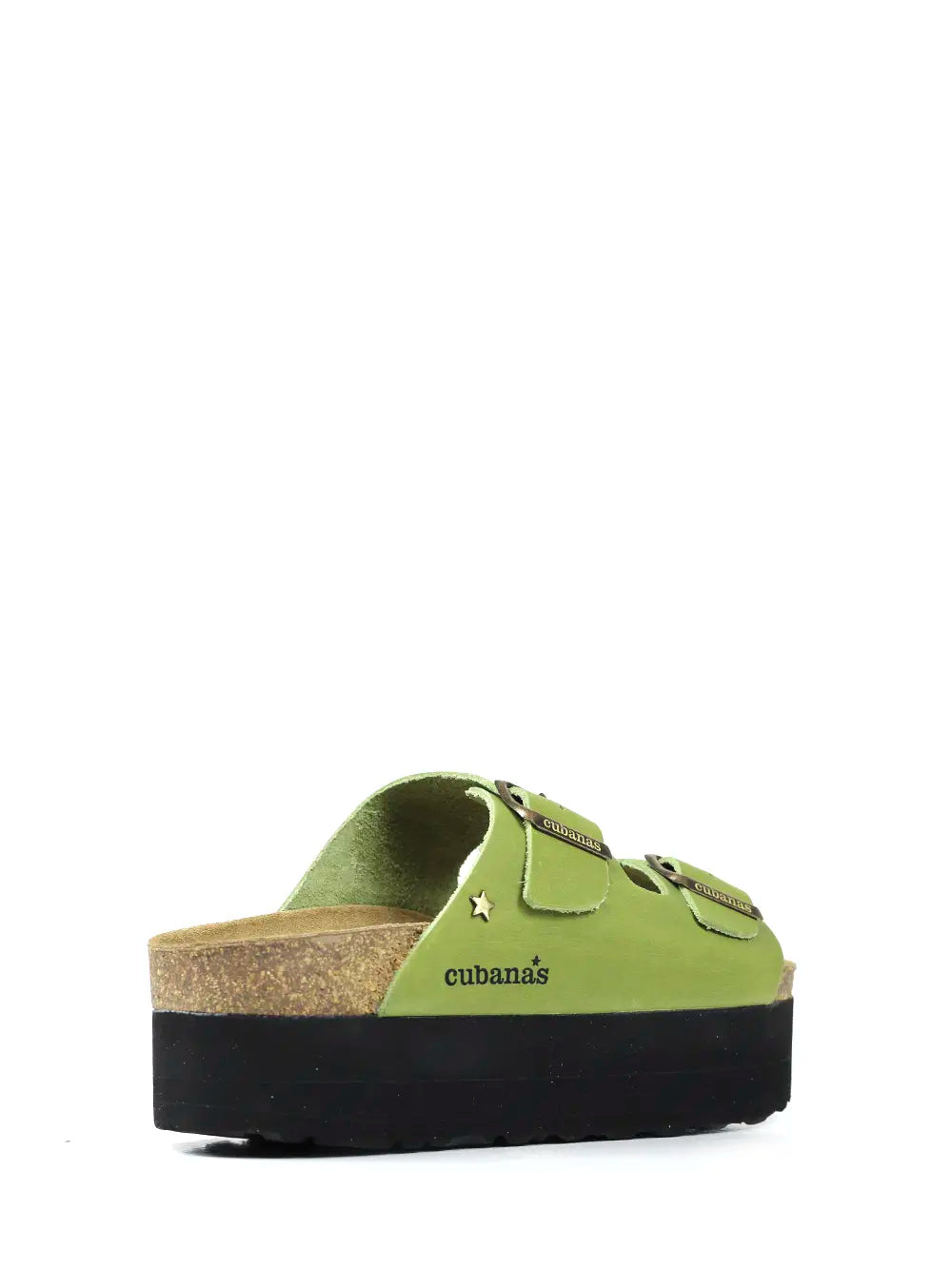 Amália Green Leather Platform Sandals