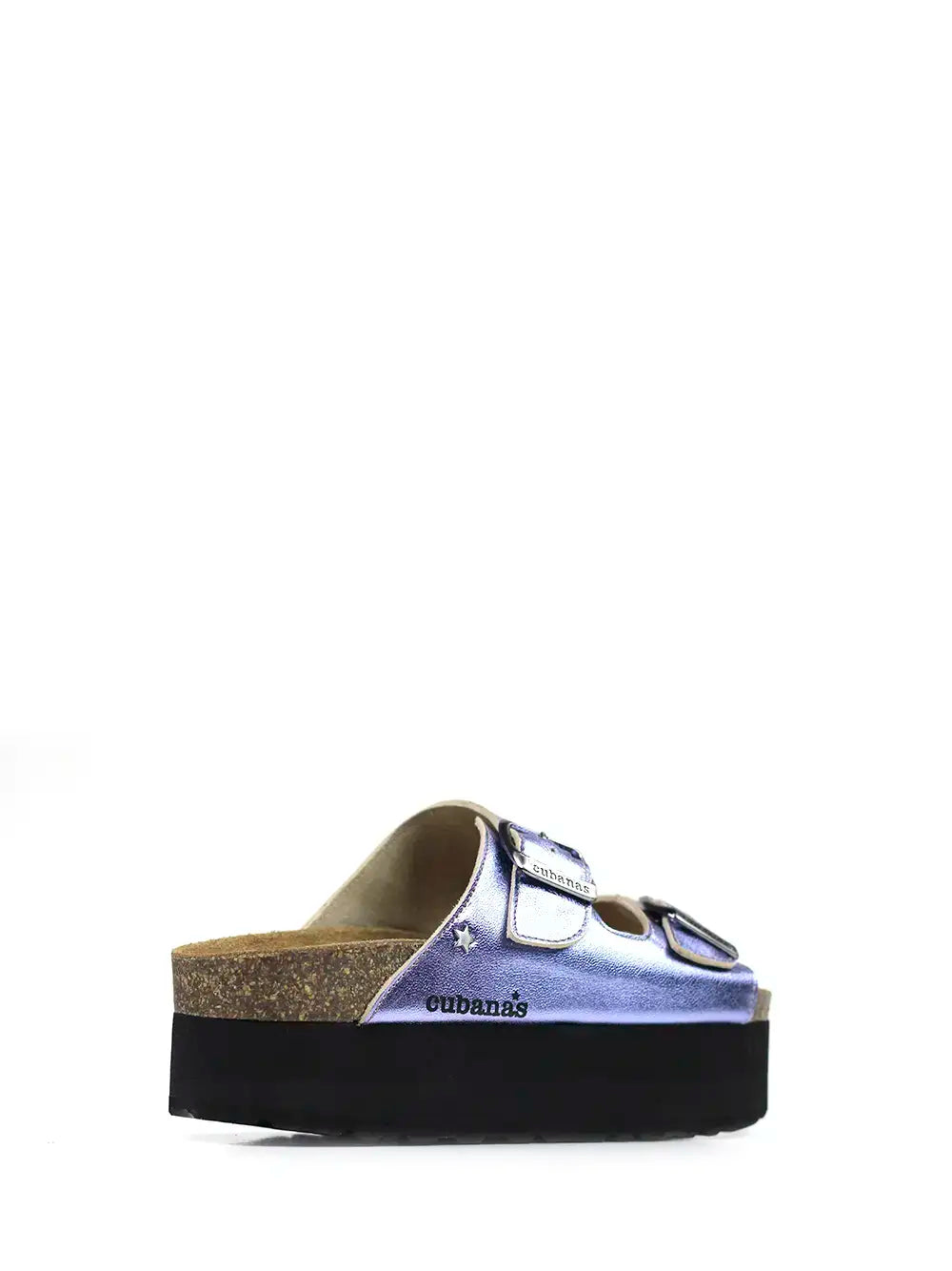 Amalia Platform Sandals in Metallic Purple Leather