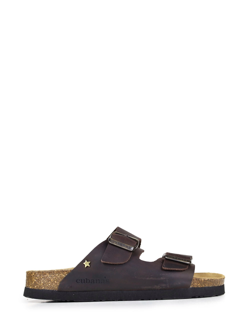 Amália Brown Leather Two-Strap Sandals