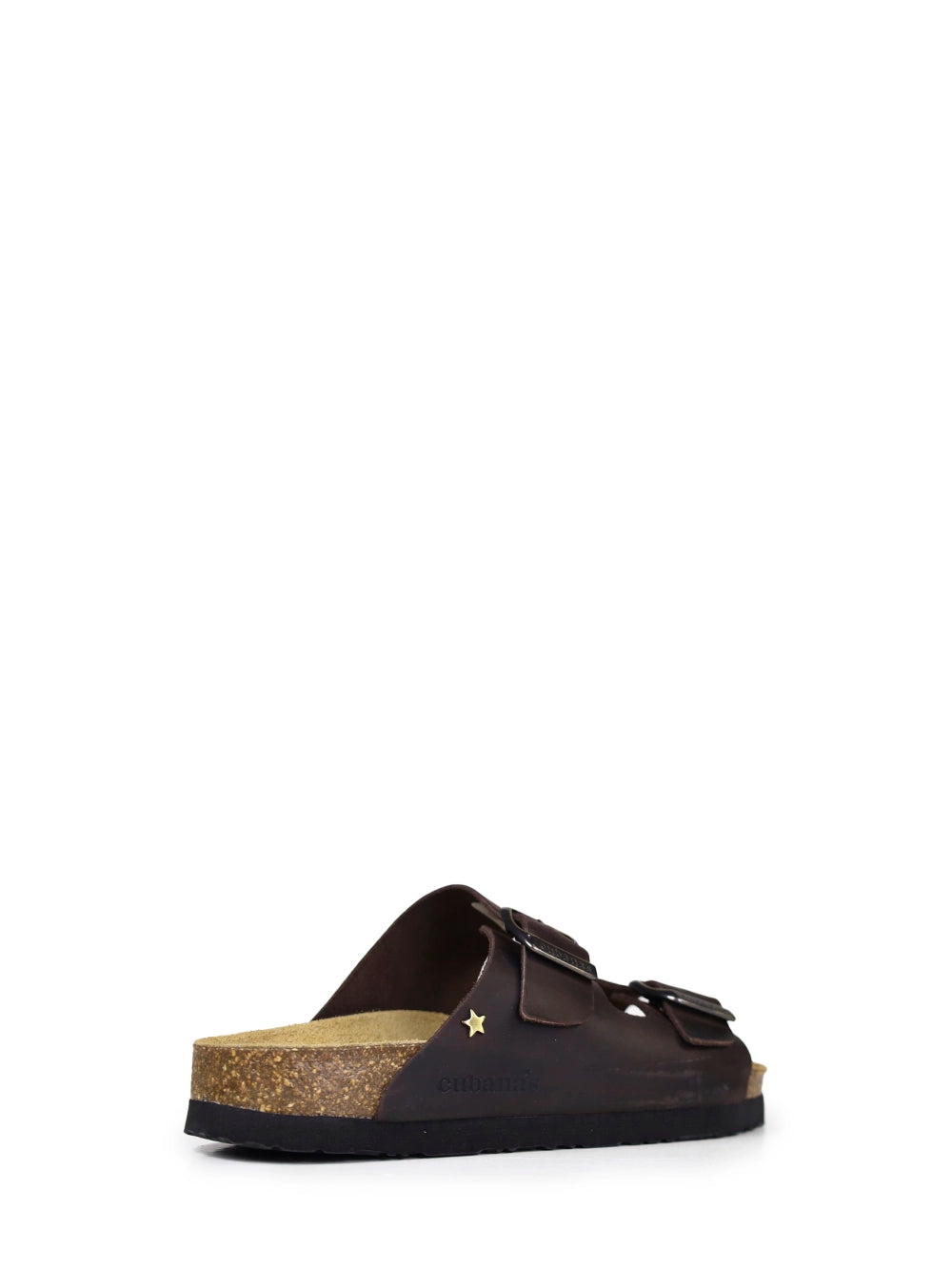 Amália Brown Leather Two-Strap Sandals