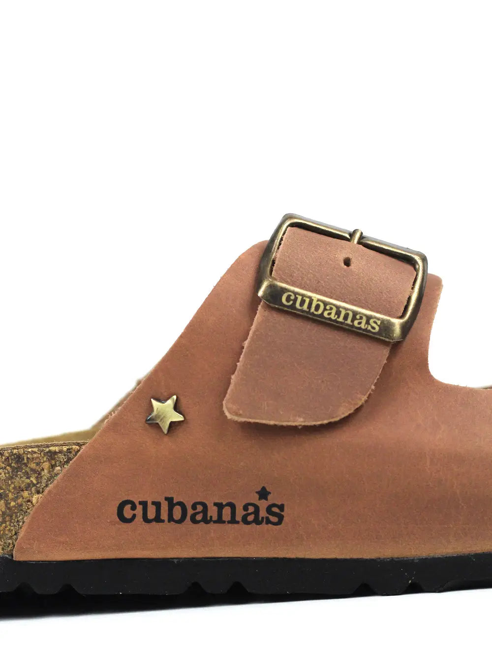 Sandálias de couro castanho de duas tiras