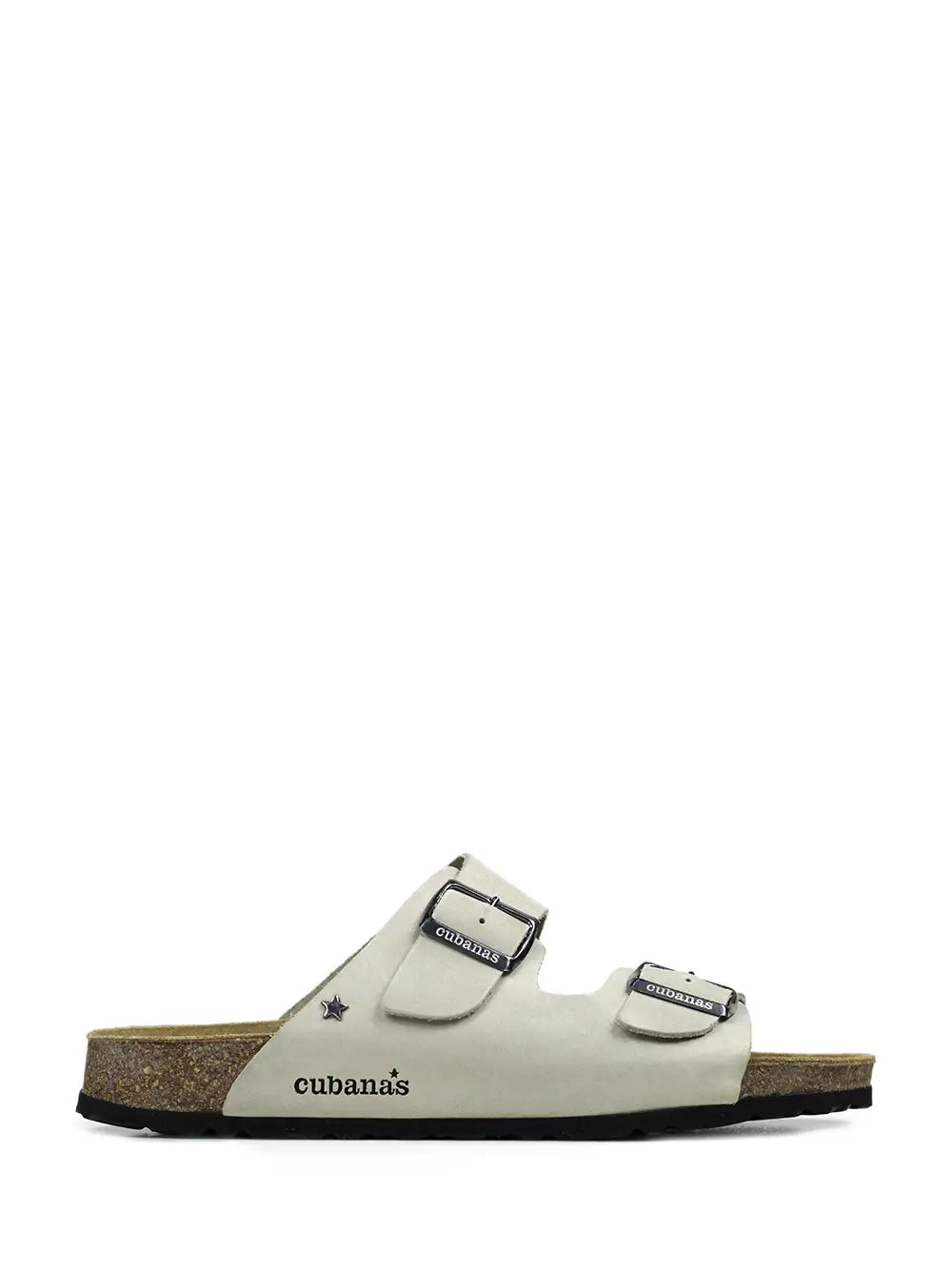 Sandálias em pele off-white com tiras duplas