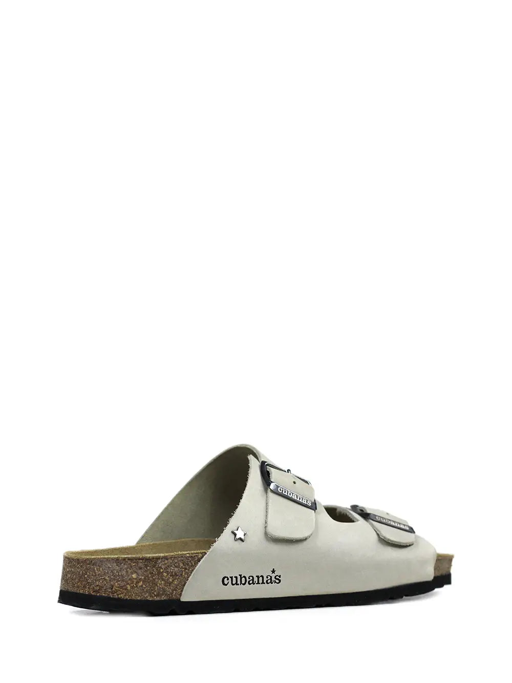 Sandálias em pele off-white com tiras duplas