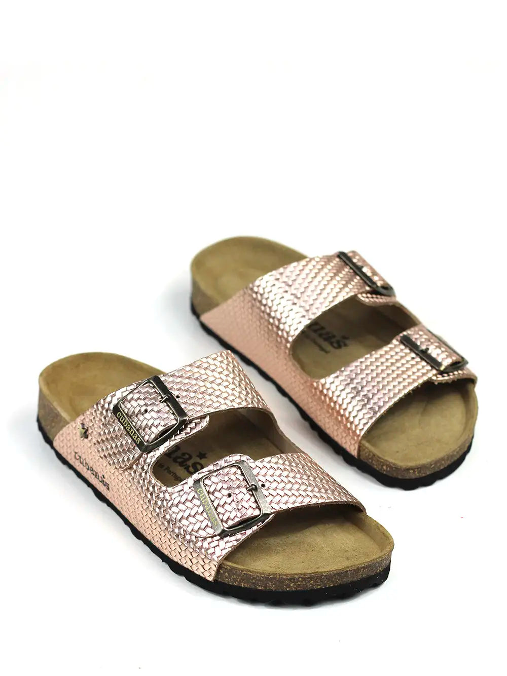 Amália Blue Leather Sandals with Two Straps