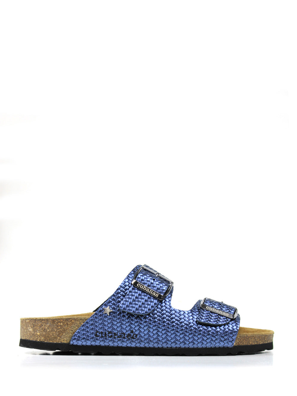 Amália Blue Leather Sandals with Two Straps