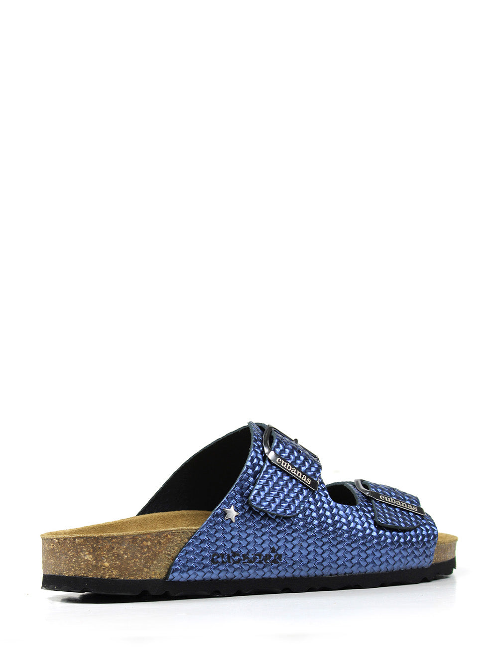 Amália Blue Leather Sandals with Two Straps